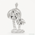 Sterling Silver Diamond Cut Palm Trees Pendant Charm - Lifestyle View