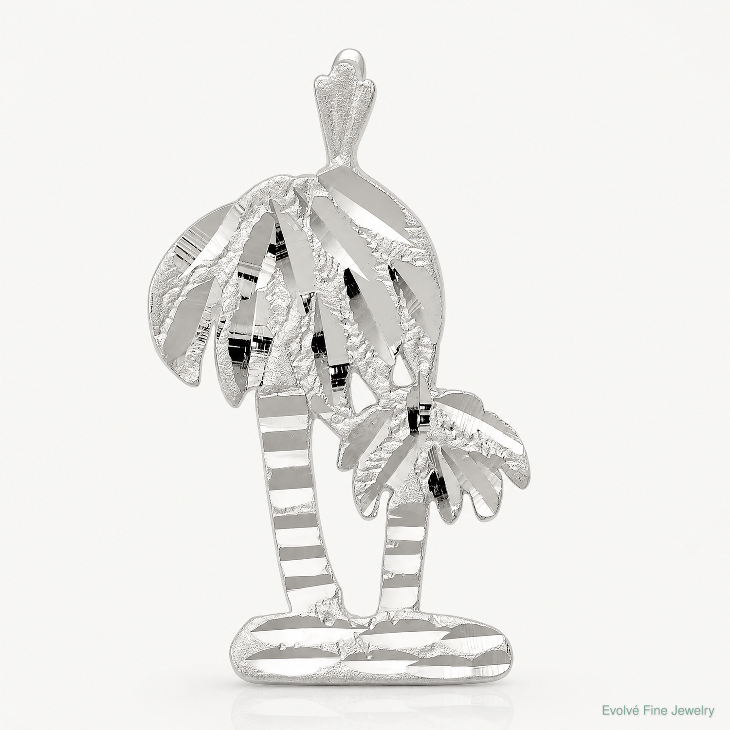 Sterling Silver Diamond Cut Palm Trees Pendant Charm - Lifestyle View