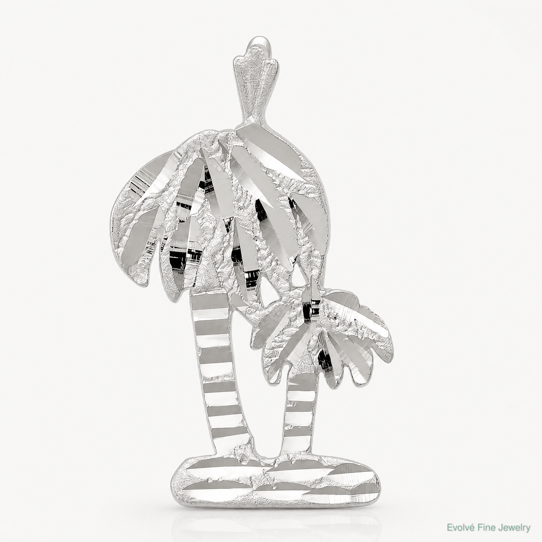 Sterling Silver Diamond Cut Palm Trees Pendant Charm - Lifestyle View