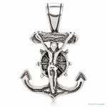 Sterling Silver Antiqued Mariner's Crucifix Pendant - Lifestyle View