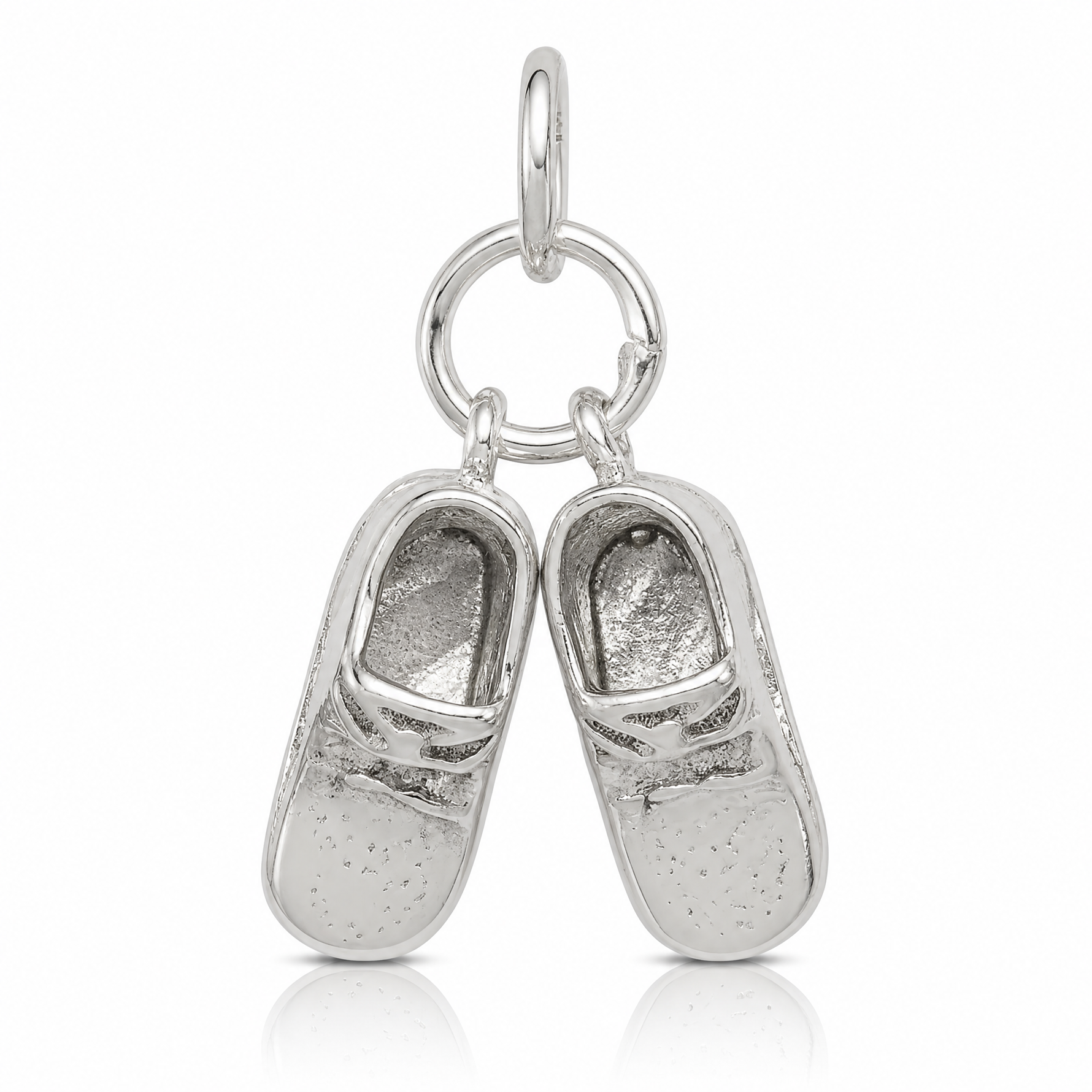 Sterling Silver Baby Shoes Charm - Lifestyle View