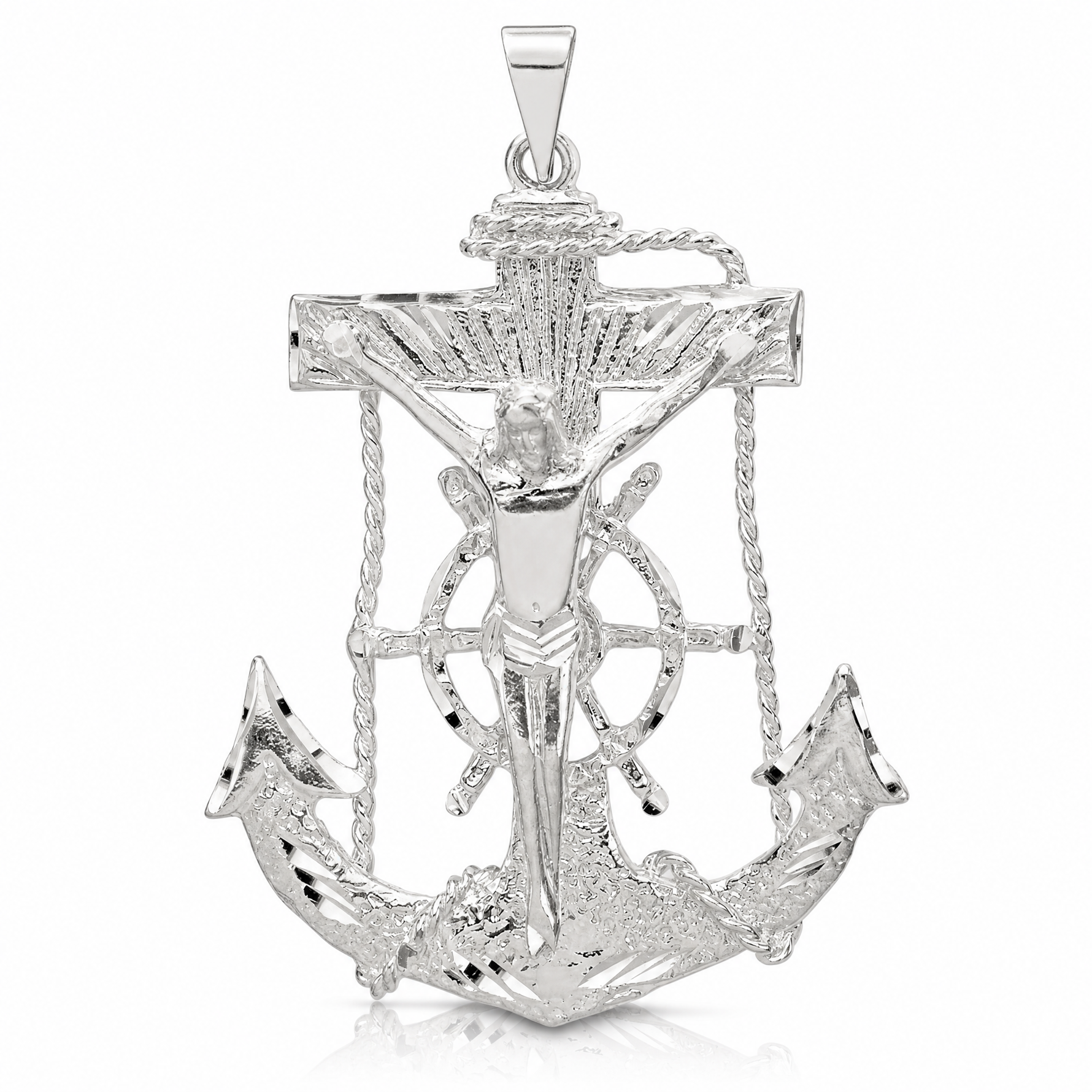 Sterling Silver Mariner Cross Pendant - Lifestyle View