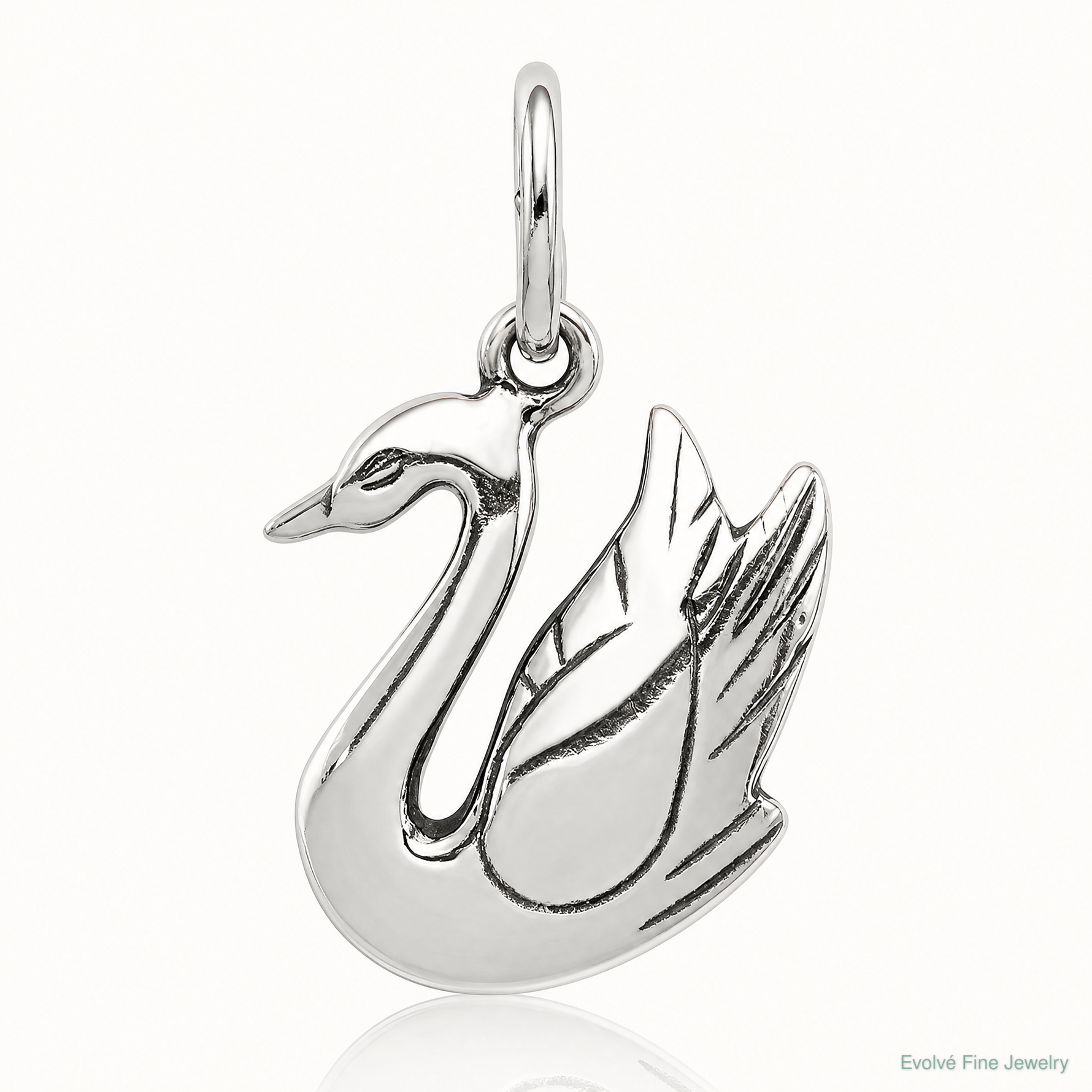 Sterling Silver Antiqued Swan Charm - Lifestyle View