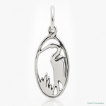 Sterling Silver Antiqued Crane in Oval Frame Charm - Lifestyle View
