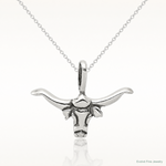 Sterling Silver Bull with Horns Pendant - Lifestyle View