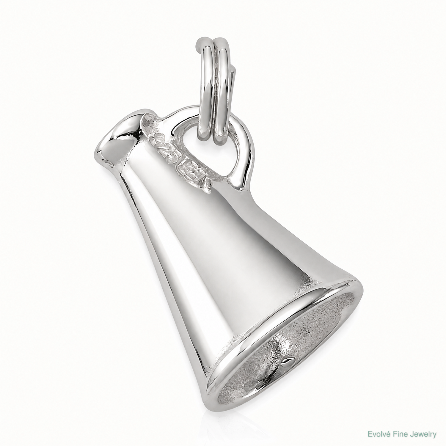 Sterling Silver Rhodium-plated Megaphone Charm - Lifestyle View