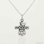 Sterling Silver Antique I (heart) Soccer Charm - Lifestyle View