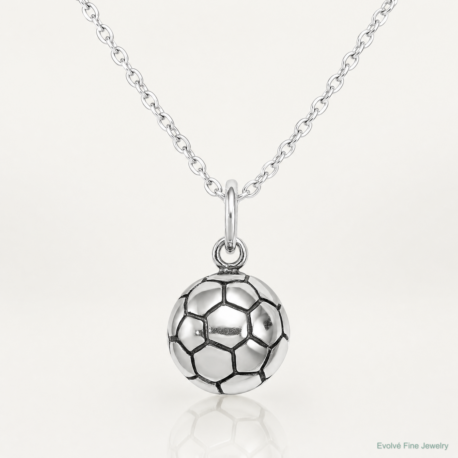 Sterling Silver Antique Soccer Ball Charm - Lifestyle View