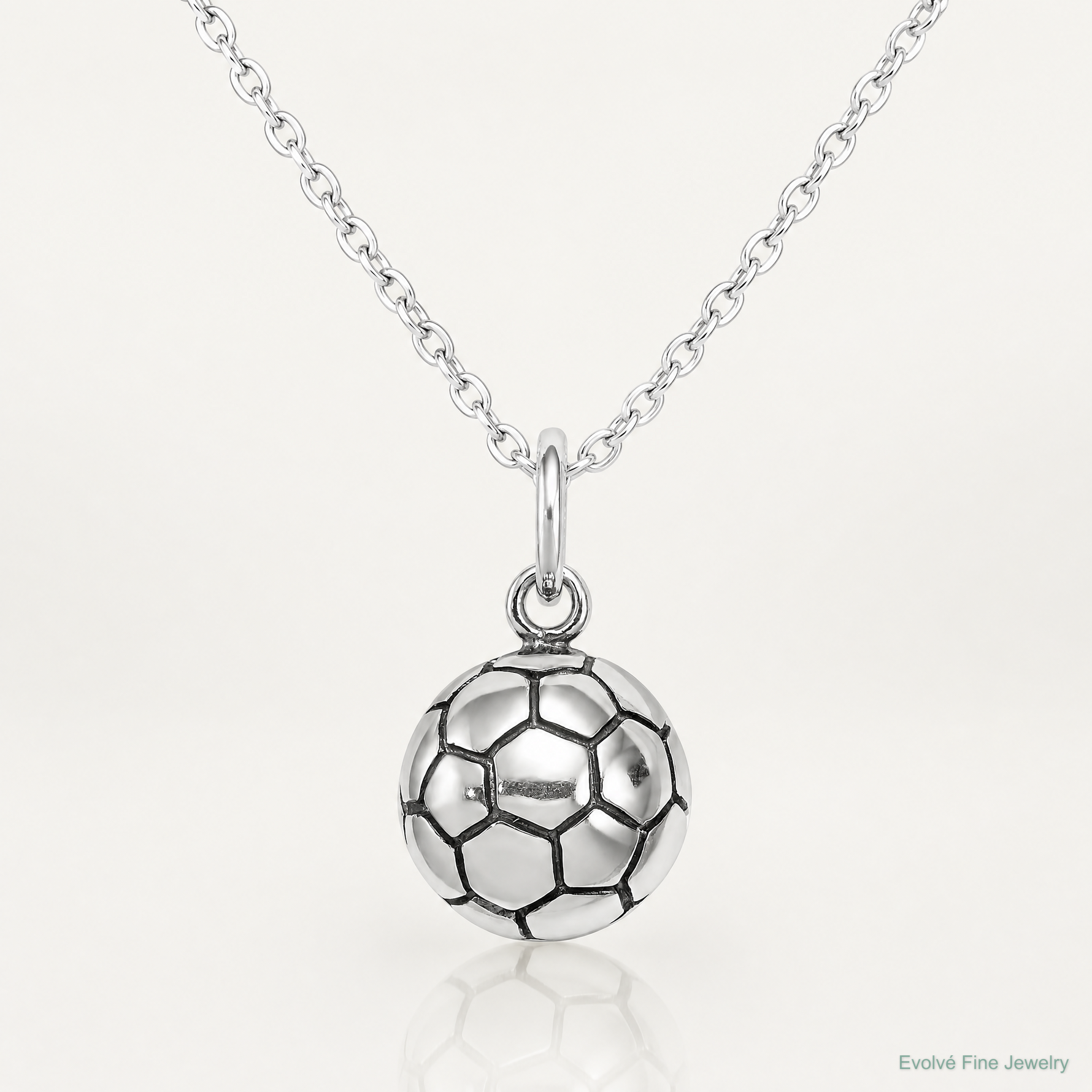 Sterling Silver Antique Soccer Ball Charm - Lifestyle View