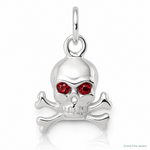 Sterling Silver Red CZ Skull Charm - Lifestyle View