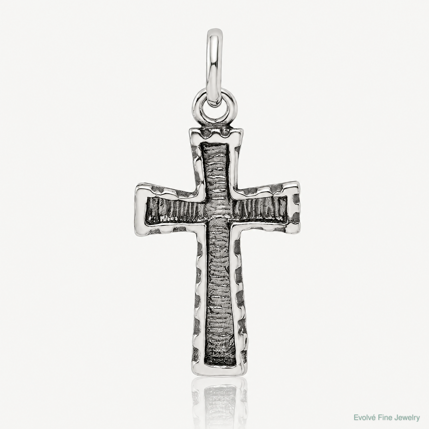 Sterling Silver Antiqued Cross Pendant - Lifestyle View