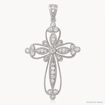 Sterling Silver Rhodium-plated CZ Filigree Cross Pendant - Lifestyle View