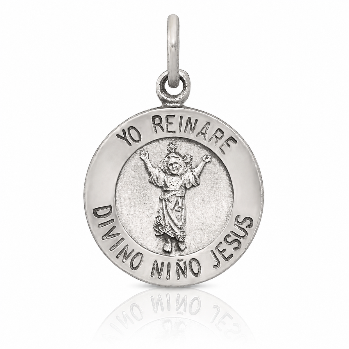 Sterling Silver Antiqued Divino Nino Medal (Divine Infant Jesus) - Lifestyle View