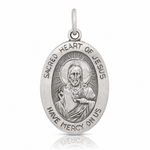 Sterling Silver Antiqued Sacred Heart of Jesus Medal - Lifestyle View