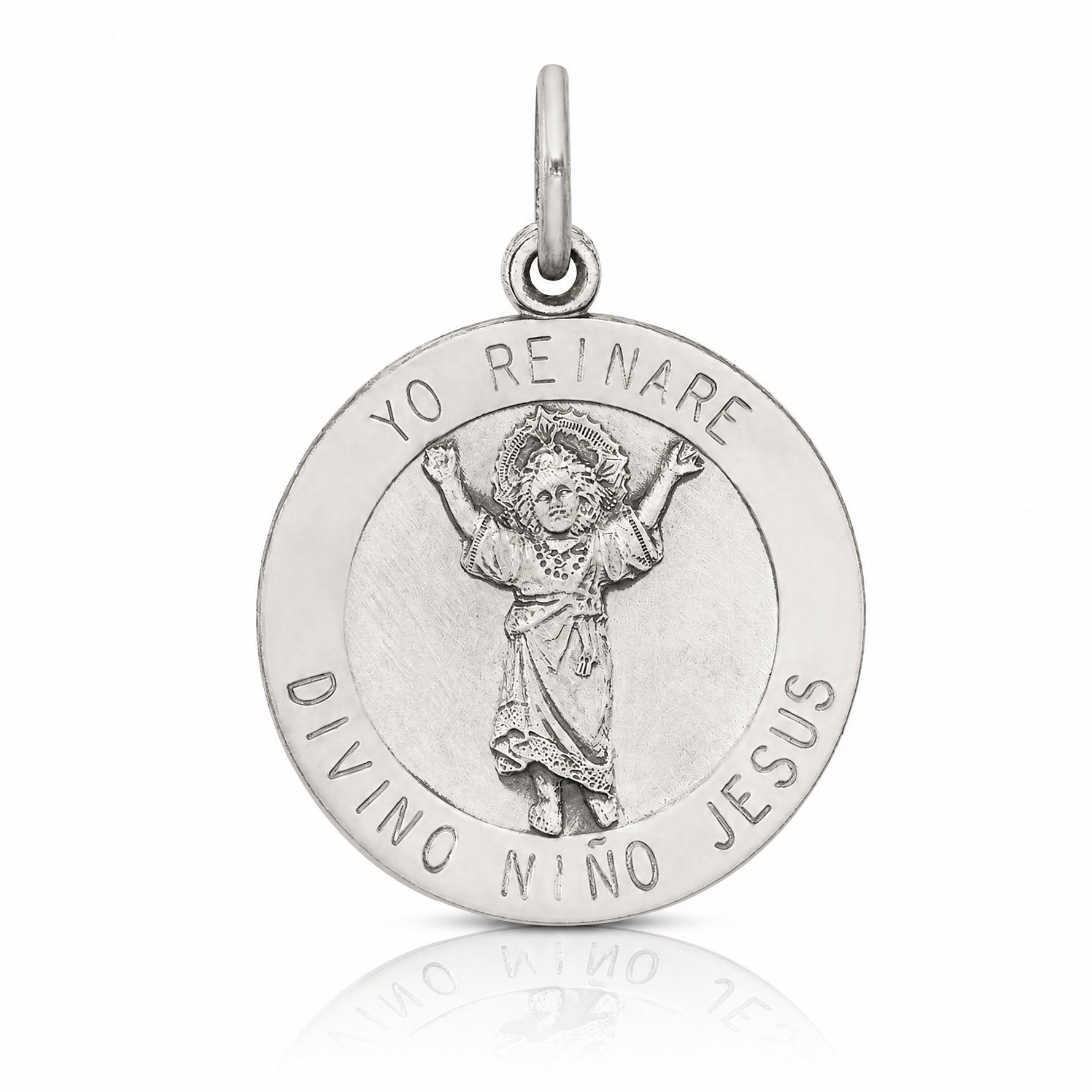 Sterling Silver Antiqued Divino Nino Medal (Divine Infant Jesus) - Lifestyle View