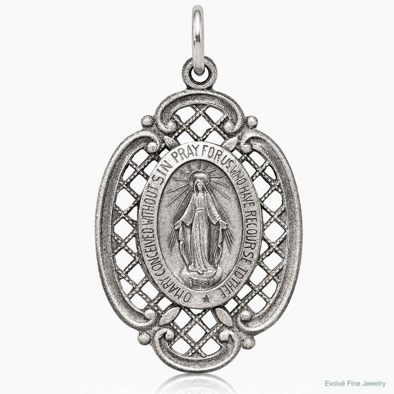 Sterling Silver Antiqued Miraculous Medal - Lifestyle View