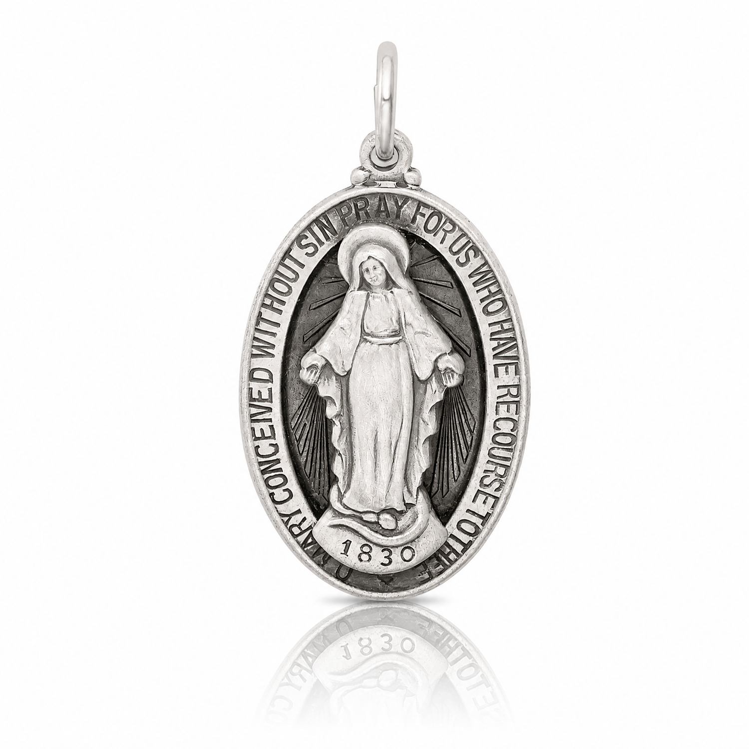 Sterling Silver Antiqued Miraculous Medal - Lifestyle View