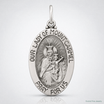 Sterling Silver Antiqued Our Lady of Mount Carmel Medal - Lifestyle View