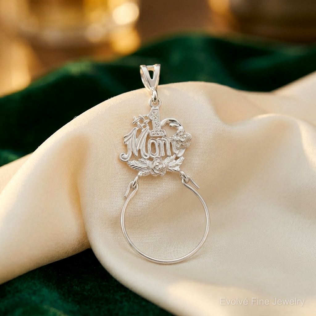 Sterling Silver #1 Mom Charm Holder - Lifestyle View