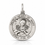 Sterling Silver Antiqued Sacred Heart of Mary Medal - Lifestyle View