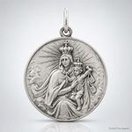 Sterling Silver Antiqued Our Lady of the Holy Scapular Medal - Lifestyle View
