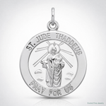 Sterling Silver Rhodium-plated Saint Jude Thaddeus Medal - Lifestyle View