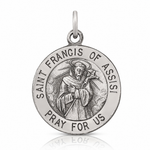 Sterling Silver Antiqued Saint Francis of Assisi Medal - Lifestyle View