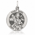 Sterling Silver Antiqued Saint Mark Medal - Lifestyle View