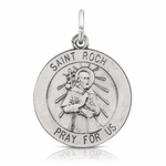 Sterling Silver Antiqued Saint Roch Medal - Lifestyle View