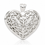 Sterling Silver Filigree Puffed Heart Pendant - Lifestyle View