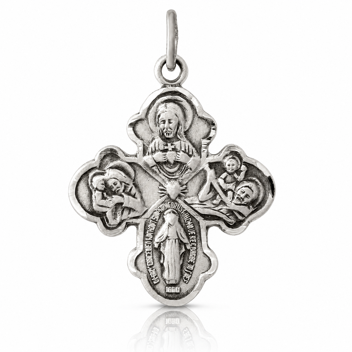 Sterling Silver Antiqued Reservible 4-way Medal - Lifestyle View