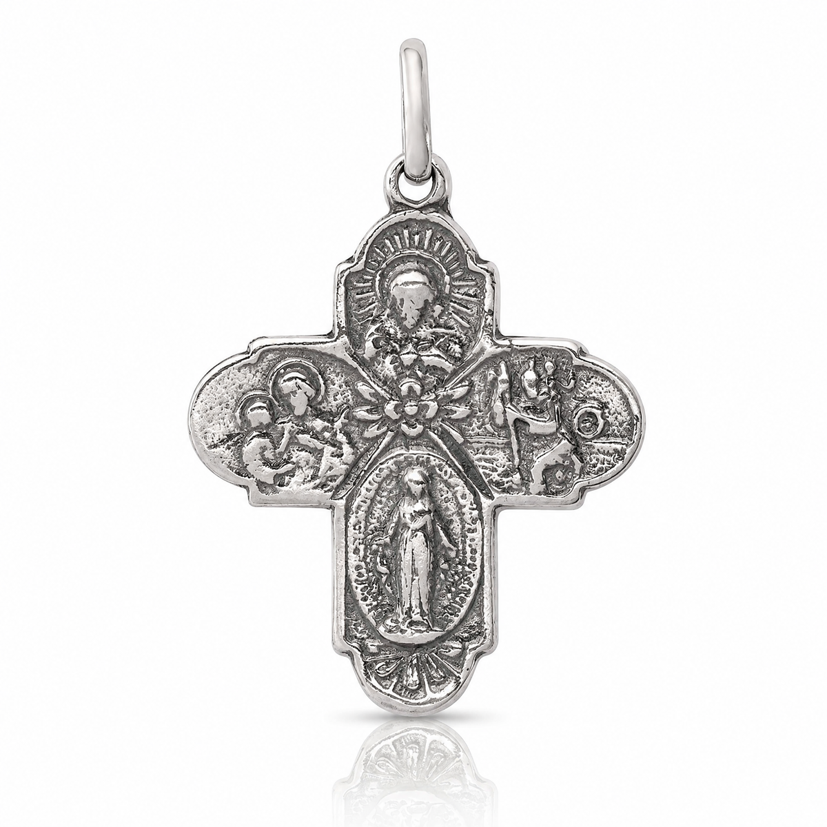 Sterling Silver Antiqued Reversible 4-way Medal - Lifestyle View