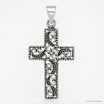 Sterling Silver Antiqued Scroll Cross Pendant - Lifestyle View