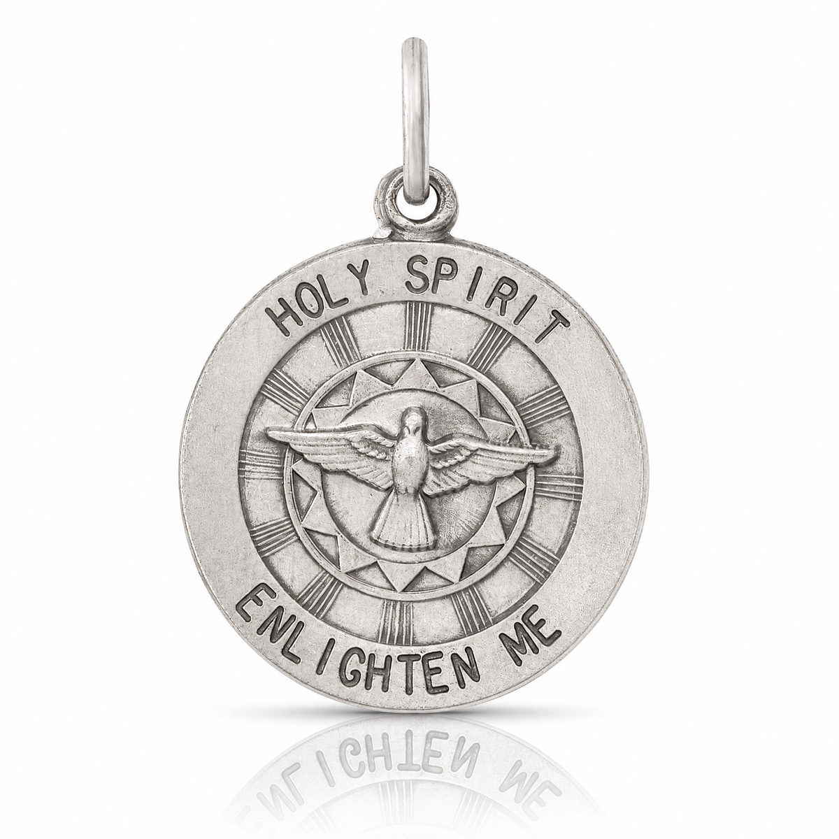 Sterling Silver Antiqued Holy Spirit Medal - Lifestyle View