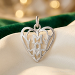 Sterling Silver Mom in Heart Pendant - Lifestyle View