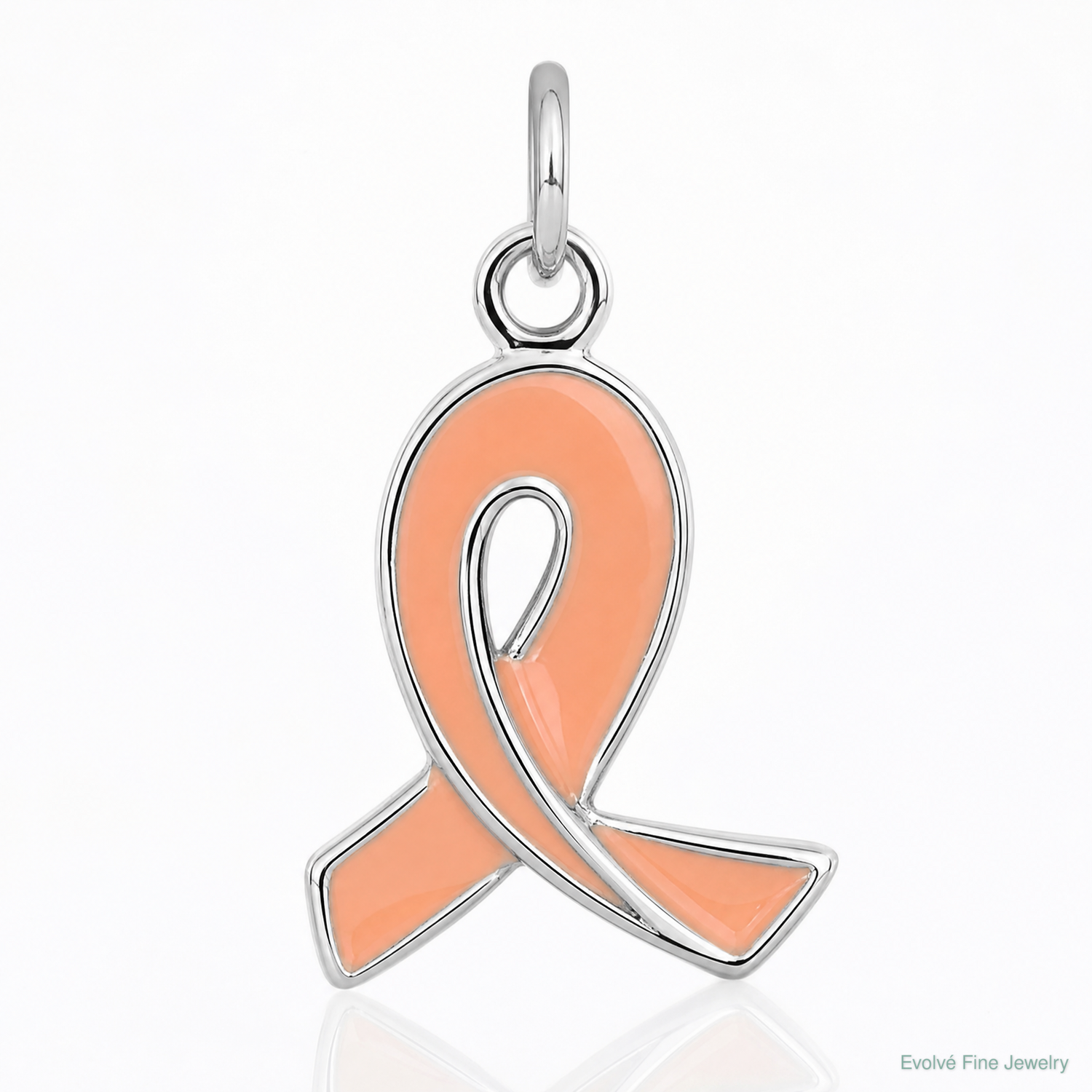 Sterling Silver Rhodium-platedEnamel Ribbon Charm - Lifestyle View