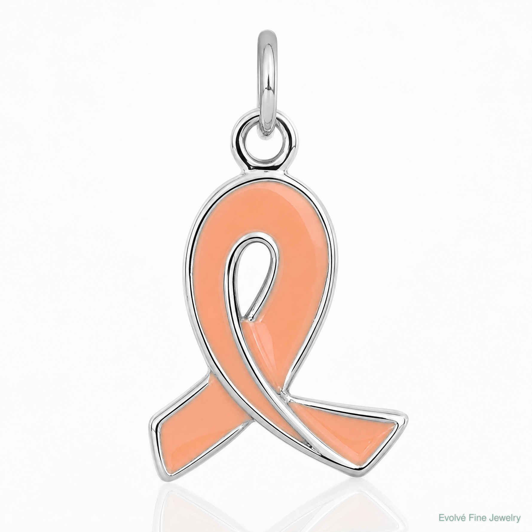 Sterling Silver Rhodium-platedEnamel Ribbon Charm - Lifestyle View