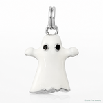 Sterling Silver Rhodium-platedWhite Enamel Ghost Charm - Lifestyle View