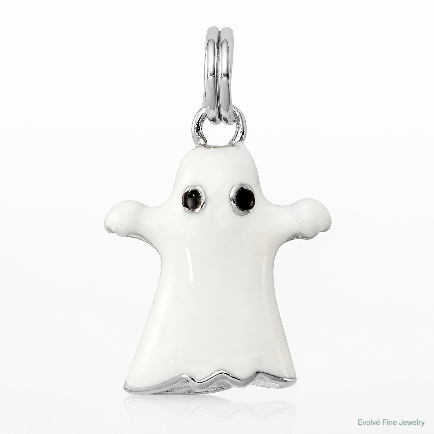 Sterling Silver Rhodium-platedWhite Enamel Ghost Charm - Lifestyle View