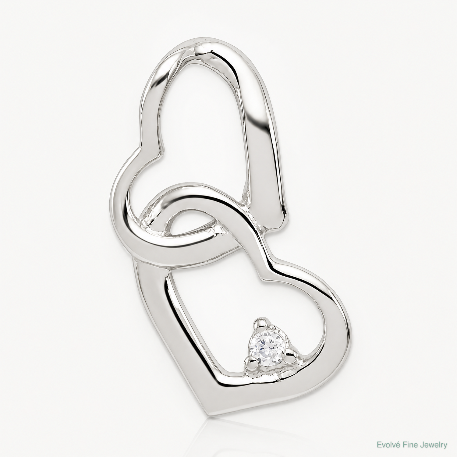 Sterling Silver Rhodium-plated CZ Hearts Pendant - Lifestyle View