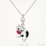 Sterling Silver Enameled Cow Charm - Lifestyle View