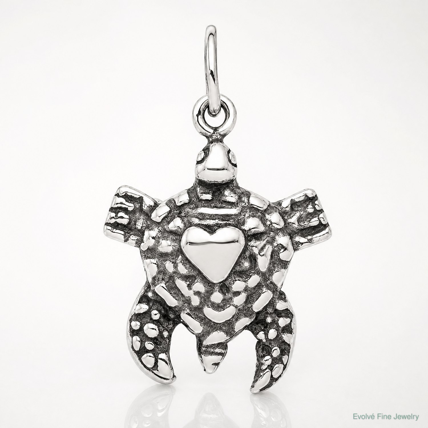 Sterling Silver Antiqued Sea Turtle Charm - Lifestyle View