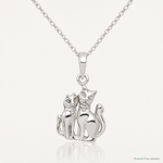 Sterling Silver Cats Pendant - Lifestyle View