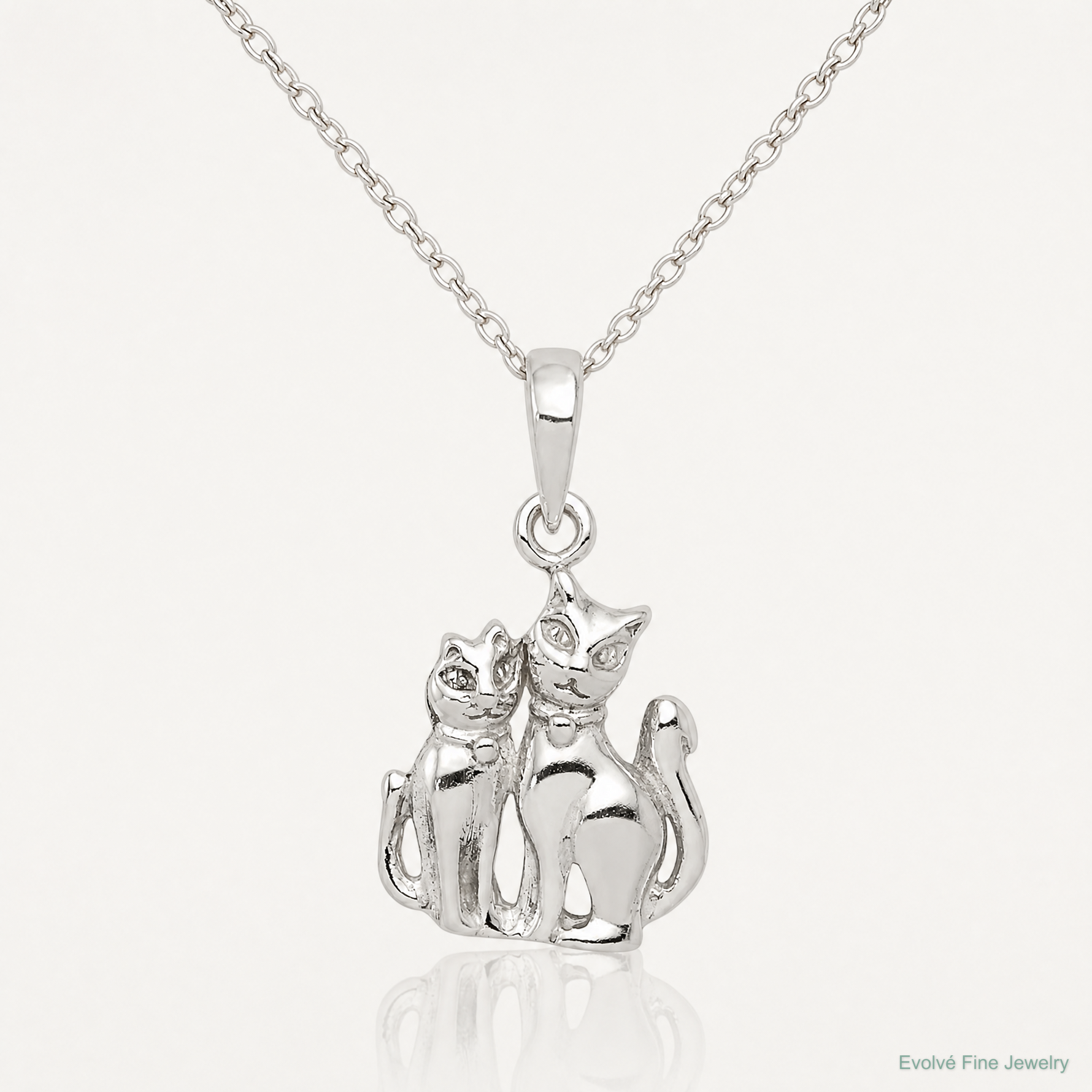 Sterling Silver Cats Pendant - Lifestyle View