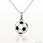 Sterling Silver Rhodium-plated and Enameled Soccer Ball Charm - Lifestyle View
