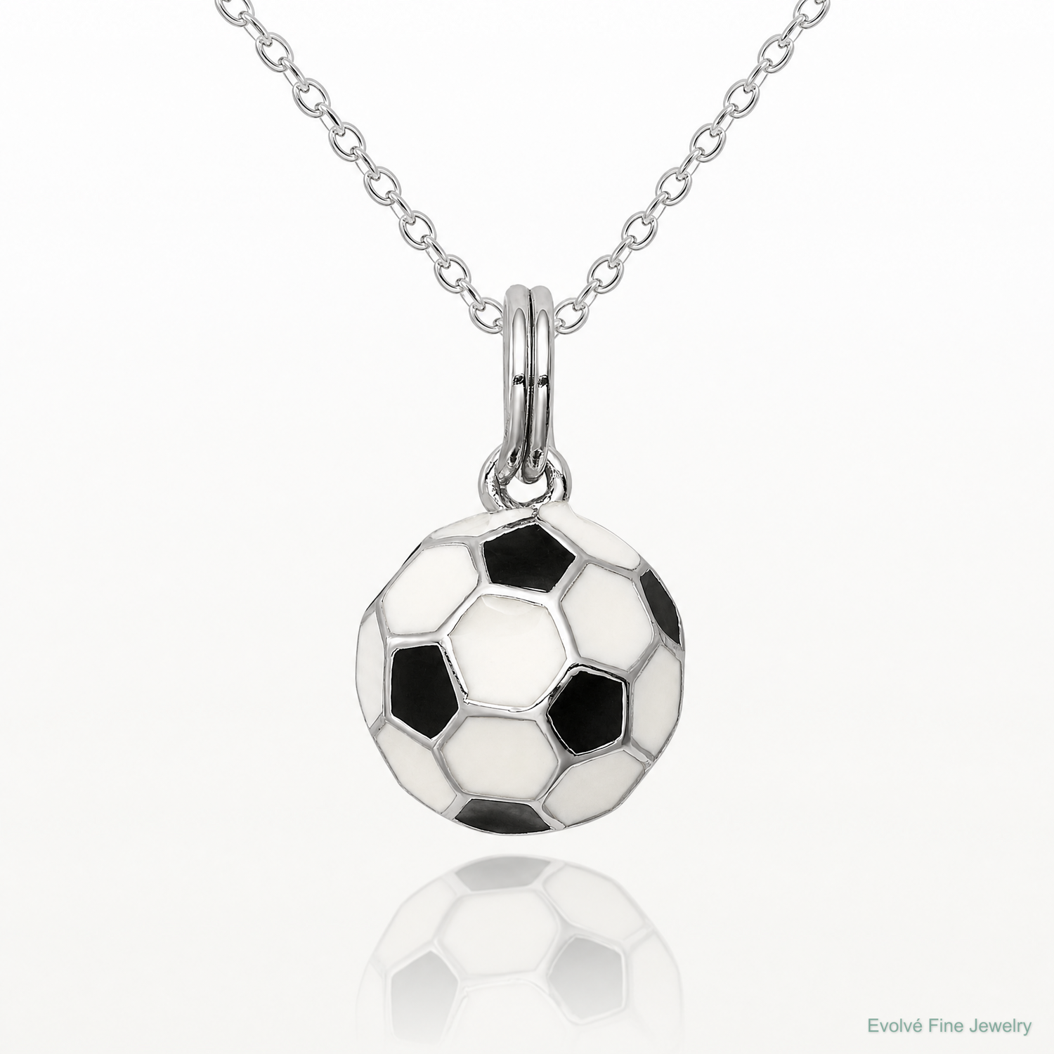 Sterling Silver Rhodium-plated and Enameled Soccer Ball Charm - Lifestyle View