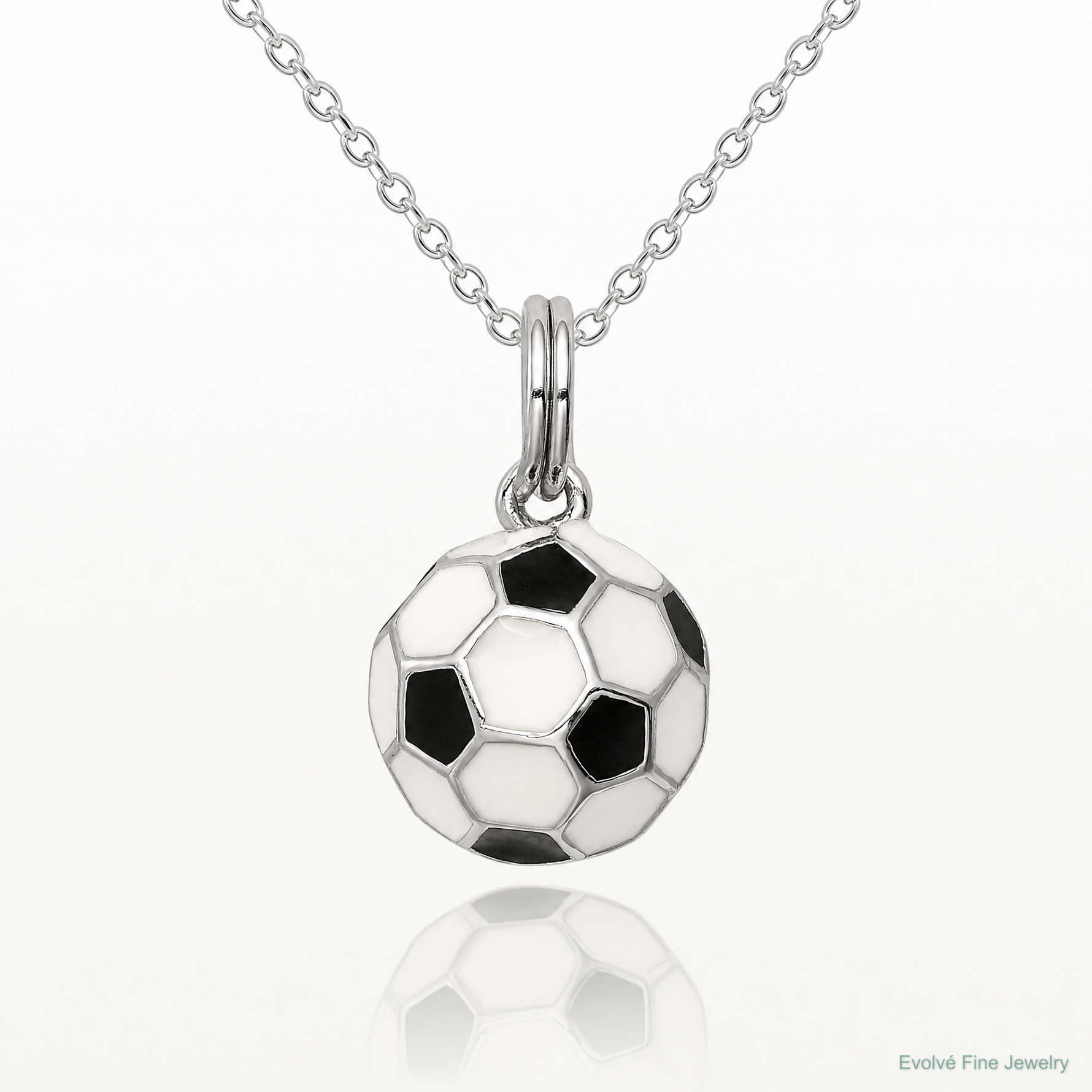 Sterling Silver Rhodium-plated and Enameled Soccer Ball Charm - Lifestyle View