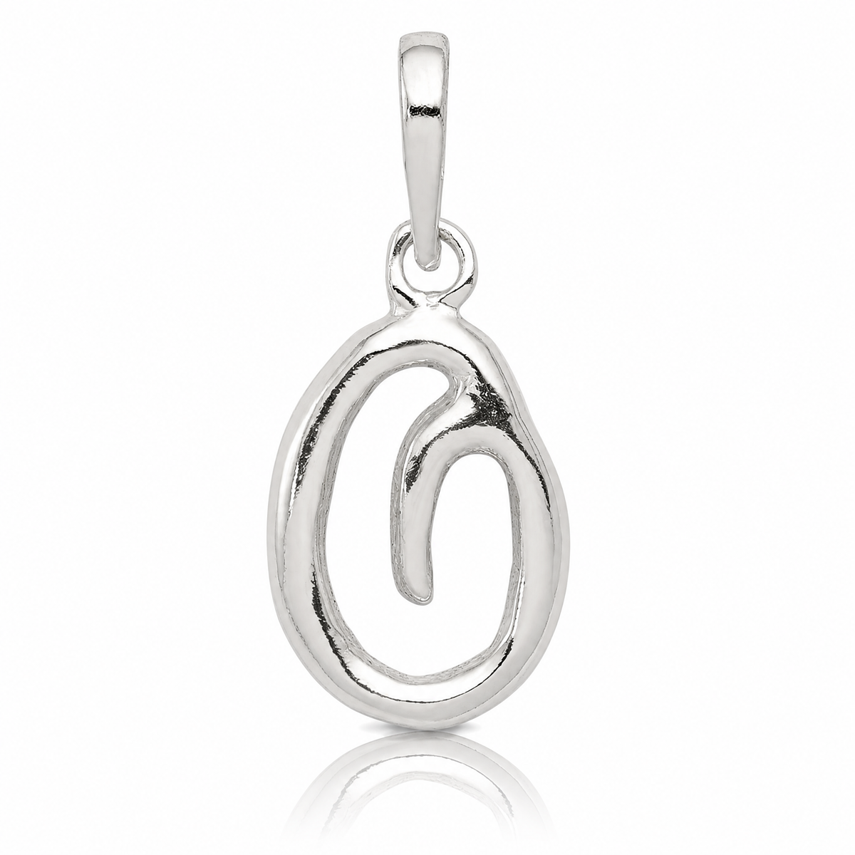 Sterling Silver Letter O Initial Pendant - Lifestyle View
