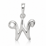 Sterling Silver Letter W Initial Pendant - Lifestyle View