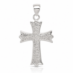 Sterling Silver Rhodium-plated Polished Filigree Cross Pendant - Lifestyle View